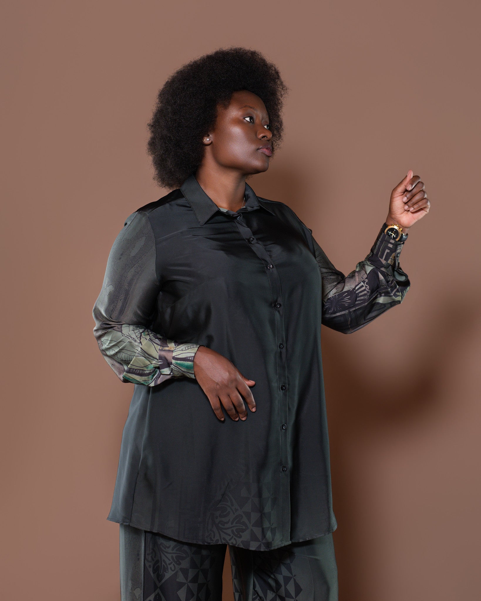 Botanical Boarder Blouse in Sage
